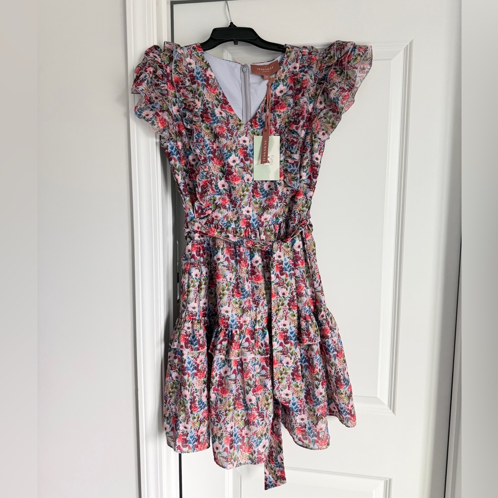 JessaKae Full Bloom Floral Ruffle-Sleeve dress Medium